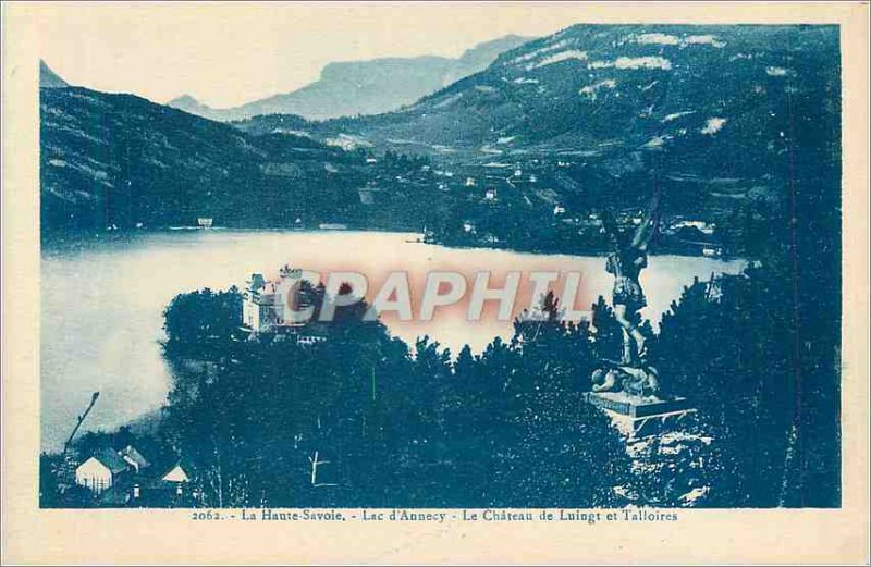 Old Postcard Lake Annecy and Chateau de Luingt Talloires Haute Savoie