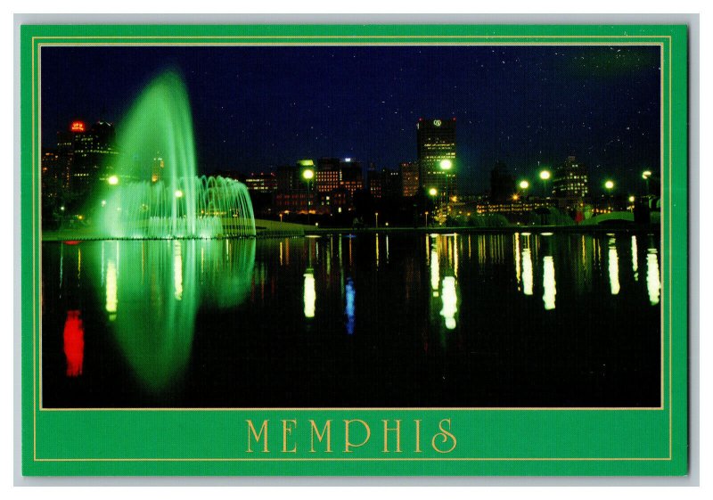 MEMPHIS At Night From Mud Island Vintage Postcard Continental View Card