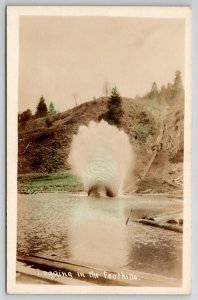 RPPC Logging In The Foothills Hand Colored Real Photo Postcard Q29