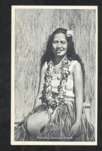 HAWAII TERRITORY HAWAIIAN ISLANDS HULA GIRL PRETTY WOMAN VINTAGE POSTCARD