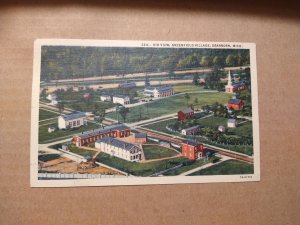 1940's Air View, Greenfield Village, Dearborn, Michigan Linen Postcard