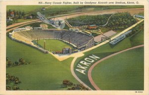 1944 Akron Ohio Navy Corsair Fighter Goodyear Teich linen Postcard 25-11945