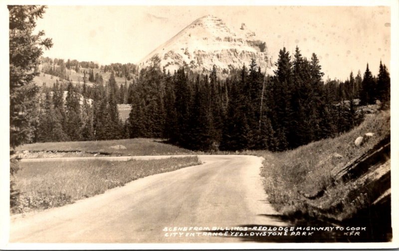 Yellowstone National park Red Lodge Highway To Cook City Entrance Real Photo