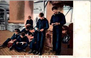 Military - Sailors writing home on board a U.S. Man O'War -