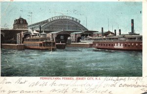 Vintage Postcard Pennsylvania Ferries Ferry Boat Sea Jersey City New Jersey N.J.