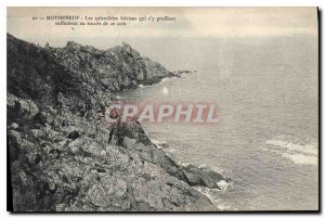 Postcard Old Rotheneuf cliffs looming slpendides that it would suffice to the...