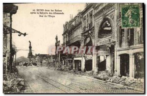 Old Postcard Militaria Reims after the German retreat from Step Street