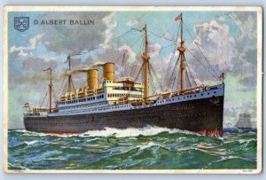 Germany Postcard D Albert Ballin Hamburg America Line Twin Screw Steamer c1920's