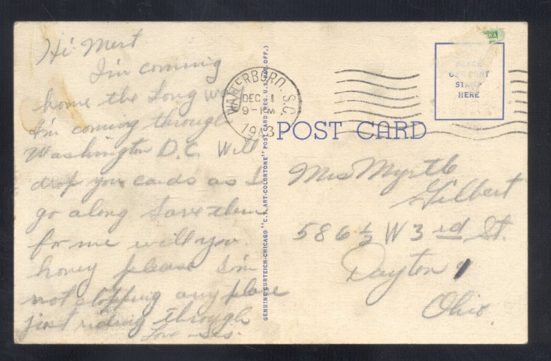 GREETINGS FROM SOUTH CAROLINA VINTAGE LARGE LETTER LINEN POSTCARD