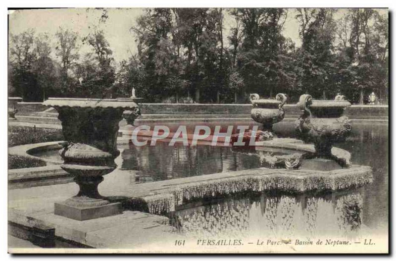 Old Postcard Versailles Neptune Park pool