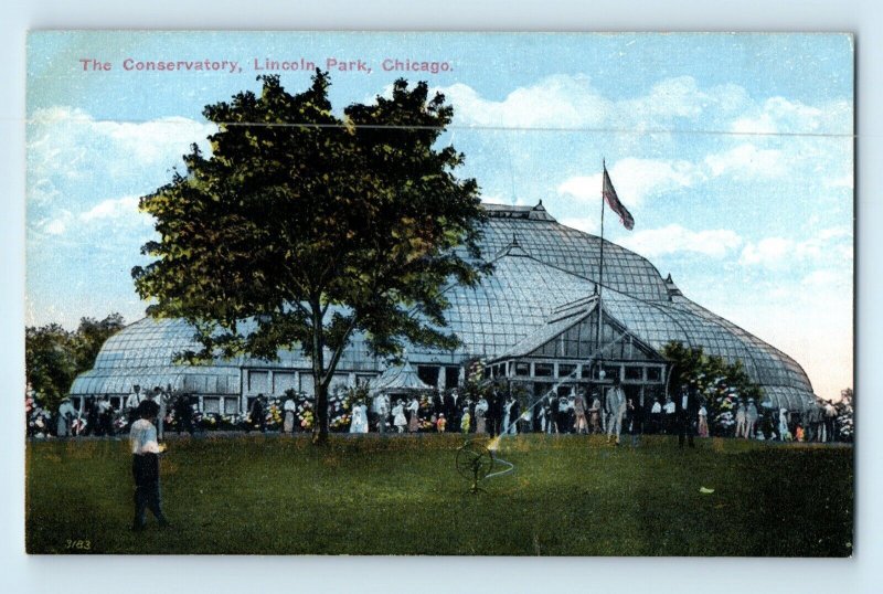 The Conservatory Lincoln Park Chicago Party Old Lawn Waterng Vintage Postcard A9