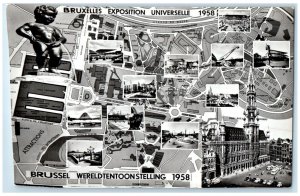 1958 World Expo Brussels Belgium Souvenir of Expo RPPC Photo Multiview Postcard