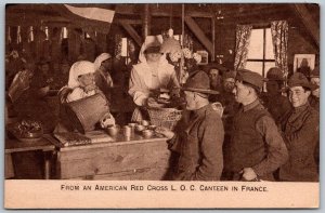 American Red Cross L.O.C. Canteen in France c1918 WWI Postcard Soldiers