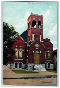 c1910's First Baptist Church Building Tower Kittanning Pennsylvania PA Postcard