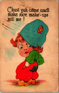 Dutch Comic Make Nuce Make-ups Mit Me Little Boy 1910s DB Postcard UNP