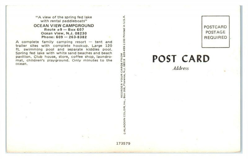 Ocean View Campground, Ocean View, NJ Postcard *6V39