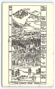 ESTES PARK, CO Colorado Area ~ Pictorial Map LONG'S PEAK TRAIL 1930 Postcard