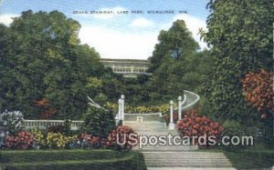 Grand Stairway, Lake Park - MIlwaukee, Wisconsin WI Postcard
