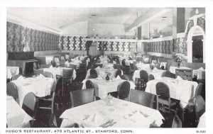 Stamford Connecticut Hugo's Restaurant Dining Room Vintage Postcard AA41323