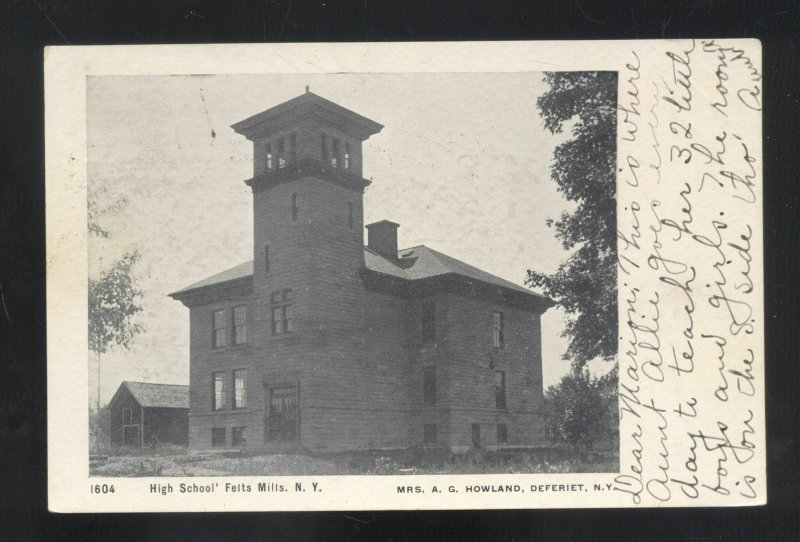 FELTS MILLS NEW YORK NY HIGH SCHOOL BUILDING 1906 FREDONIA VINTAGE POSTCARD 