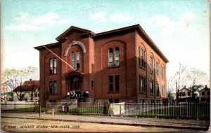 Postcard Children Outside Skinner School in New Haven, Connecticut