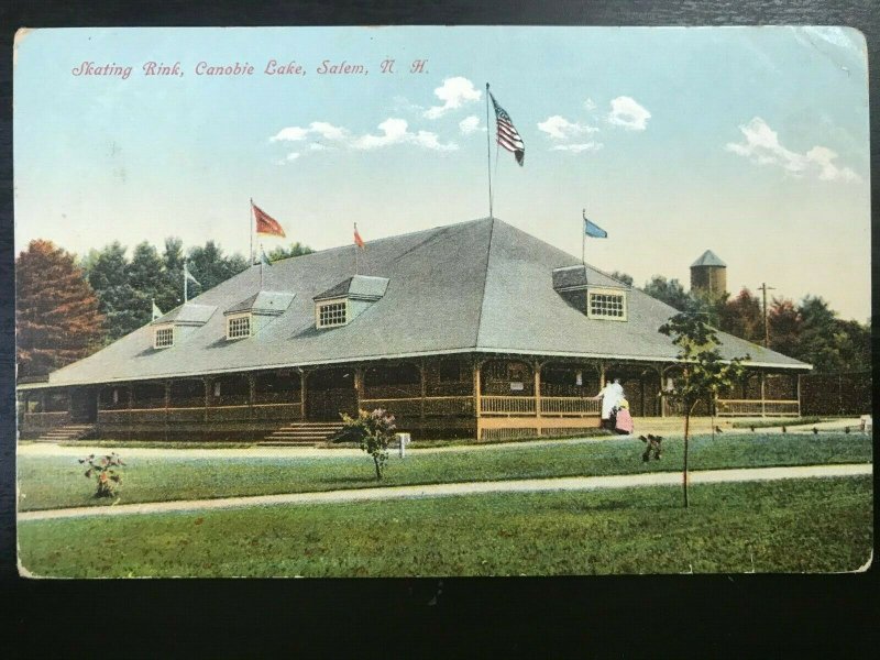 Vintage Postcard 1910 Canobie Lake Park Skating Rink Salem New