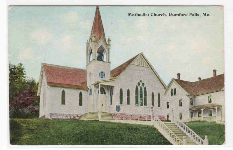 Methodist Church Rumford Falls Maine 1917 postcard