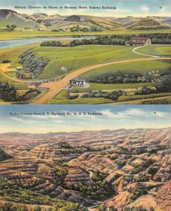 ND, North Dakota CHATEAU DE MORES & CEDAR CANYON~Badlands  *2* c1940's Postcards