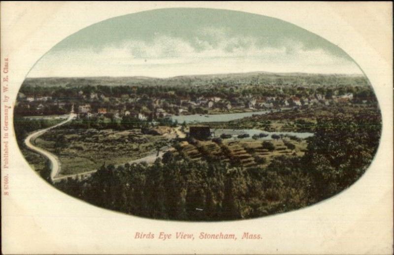 Stoneham MA Birdseye View c1905 Postcard