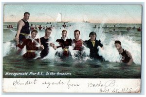 1905 Narragansett Pier Rhode Island RI, In The Breakers Beach View Postcard 