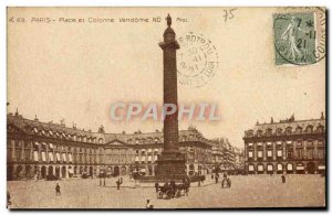 Old Postcard Paris Place and Vendome Column