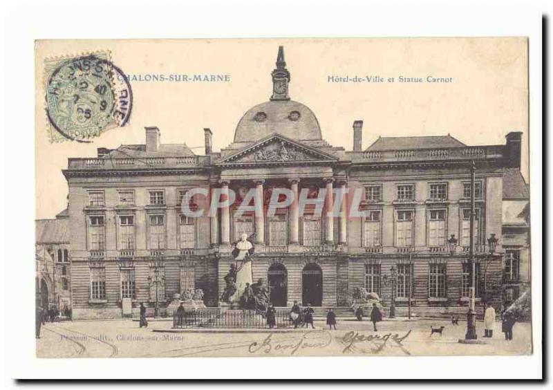  trawl-nets on the Marne Vintage Postcard town hall and Statue Carnot