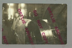 Minneapolis MINNESOTA RPPC 1913 INTERIOR POWER PLANT Generator MOTOR Workers