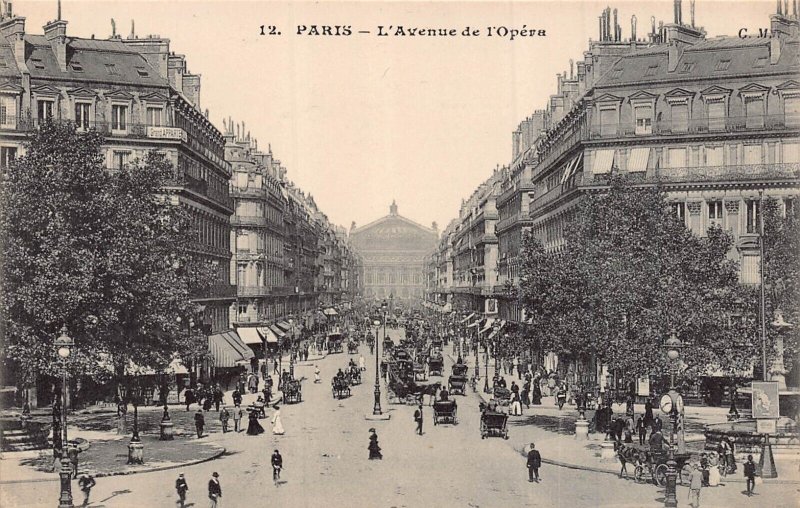 PARIS FRANCE~L'AVENUE de l'OPERA-PHOTO POSTCARD