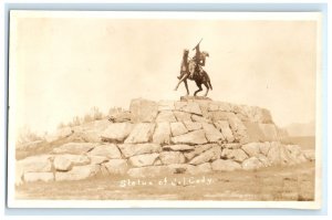 STATUE OF COLONEL COL CODY WYOMING WY REAL PHOTO RPPC POSTCARD (GT8)