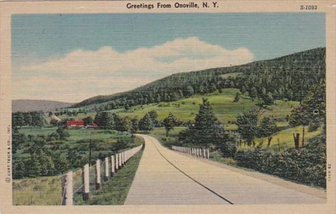 New York Greetings From Onoville 1953 Curteich