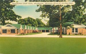 Arkadelphia Court Hotel Roadside 1940s Arkansas MWM linen postcard 9697
