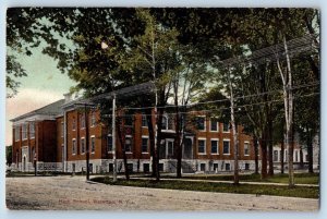 Waterloo New York Postcard High School Building Street Scene Trees 1908 Vintage