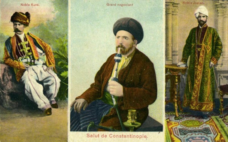 turkey, CONSTANTINOPLE, Noble Kurdish & Indian Men, Winemaker (1899) Postcard