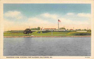 Fort McHenry Panorama Baltimore Maryland linen postcard