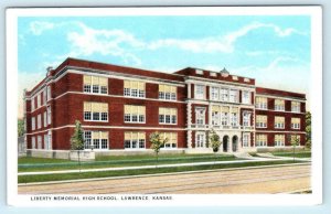 LAWRENCE, Kansas KS ~ LIBERTY MEMORIAL HIGH SCHOOL c1920s-30s  Postcard