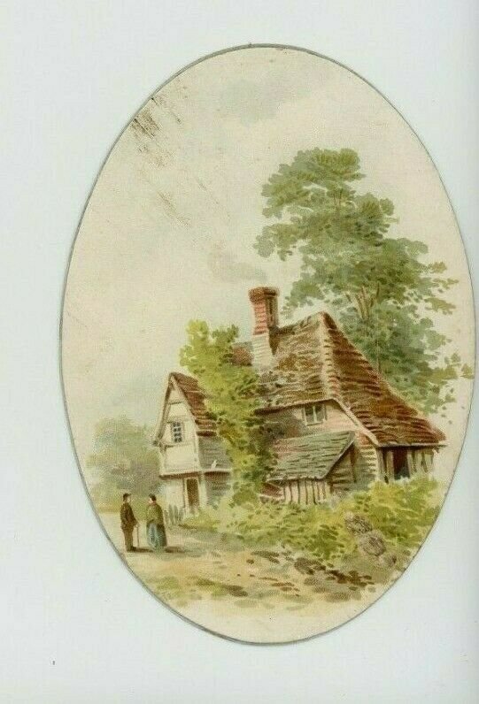 1880s Victorian Die-Cut Raphael Tuck Cottage Couple Fab! P206