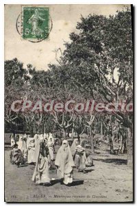 Postcard Old Algiers Moorish Returning Du Cimetiere