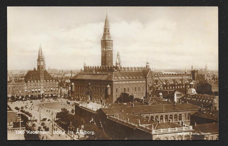 View from Axelborg Copenhagen Denmark RPPC unused c1920's