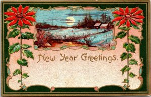 VINTAGE POSTCARD CHRISTMAS GREETING CARD EMBOSSED MAILED ALBION MICHIGAN c. 1910