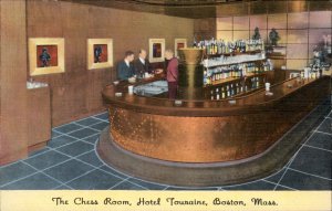 Boston Massachusetts Chess Room Hotel Touraine 1930-50s Vintage Postcard