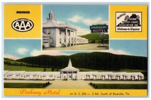 c1950's Multiview Parkway Motel South of Roanoke Virginia VA Vintage Postcard