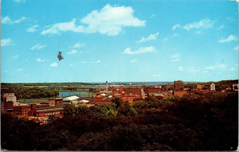 Skyline Moline Illinois IL John Deere Industrial Area Arsenal Bridge Postcard 