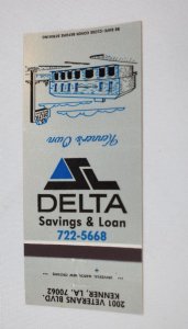 Delta Savings and Loan Kenner Louisiana 30 Rear Strike Matchbook Cover
