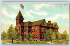 Soo Michigan MI Postcard The Central High School Building Exterior c1910 Antique